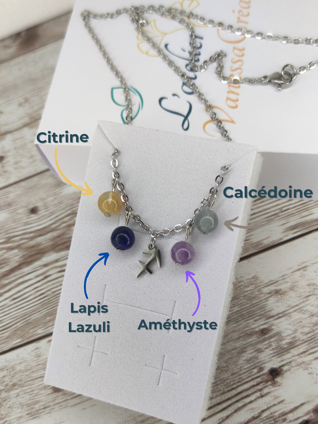 Collier Astro &quot;Sagittaire&quot; pierres naturelles