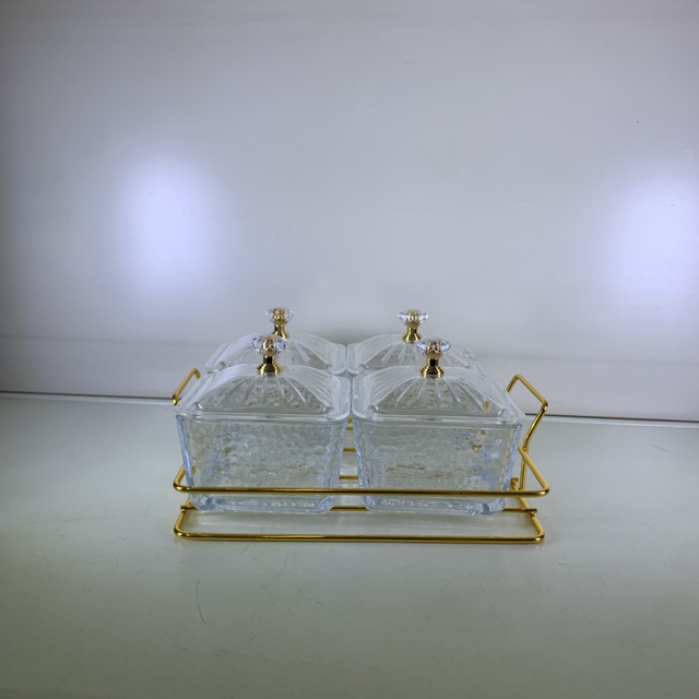 Set de 4 coupelle en verre avec plateau-