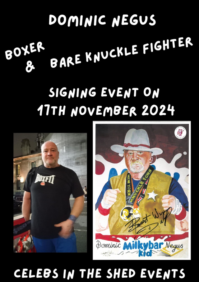Dominic 'Milky Bar Kid' Negus Limited Edition Signed A4 Portrait Print At Boxing Signing On 17th November 2024 BUY NOW