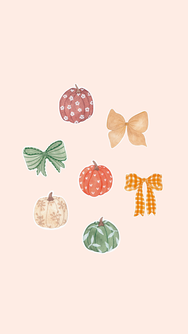 Lot de 7 stickers automne – Citrouilles & Petits noeuds
