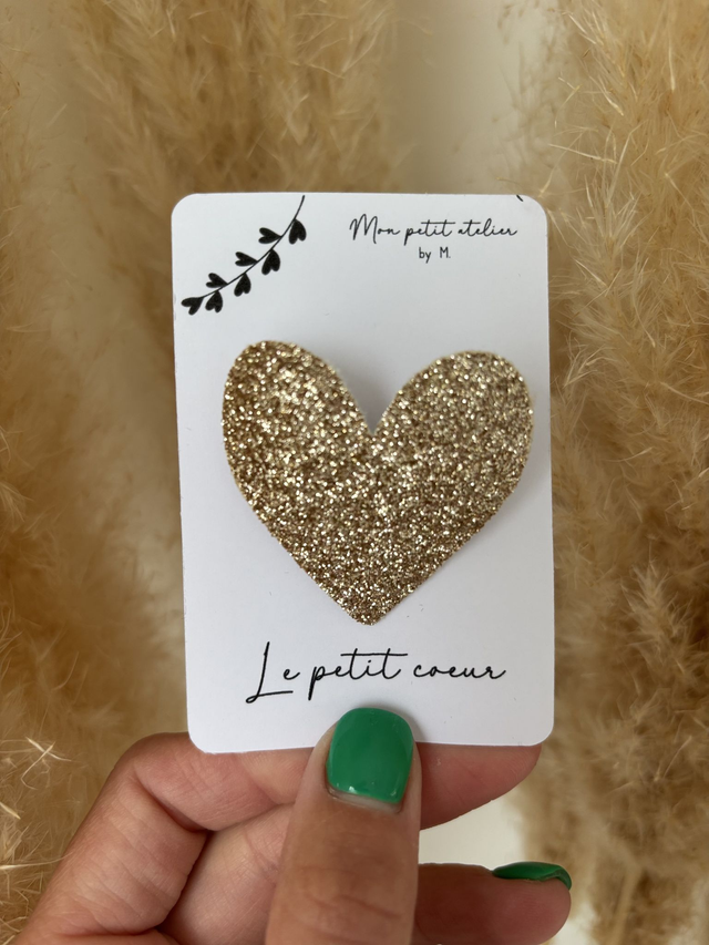 Broche - Coeur champagne pailleté