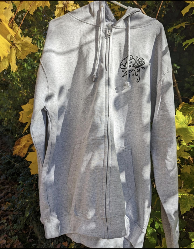 Hoodie - Grey with Black Print