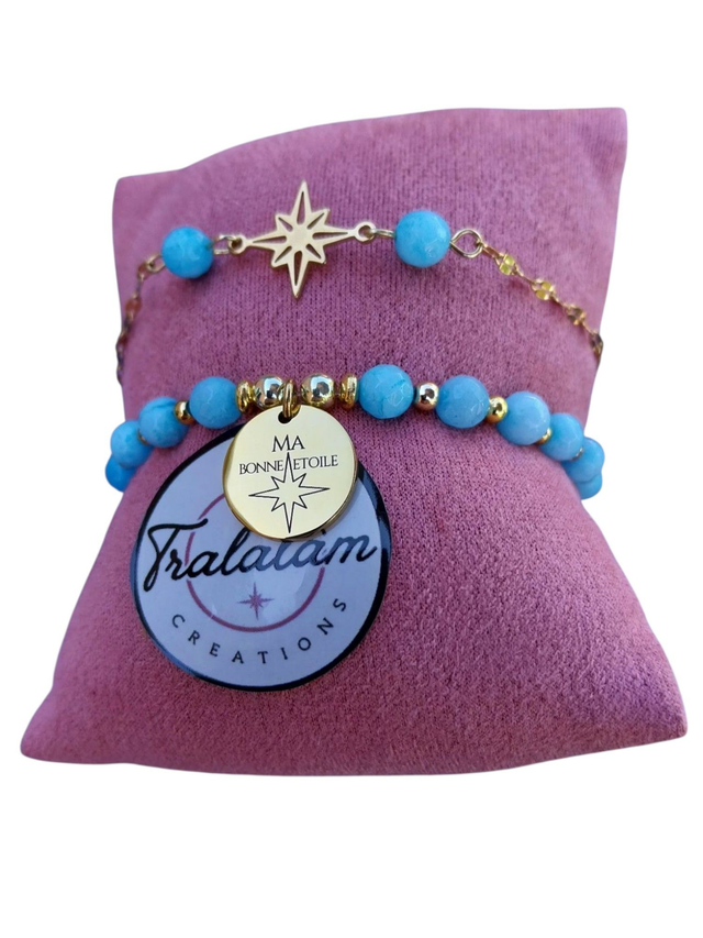 ✨Ensemble bracelets pierres bleues MA BONNE ETOILE ✨(64BRA)