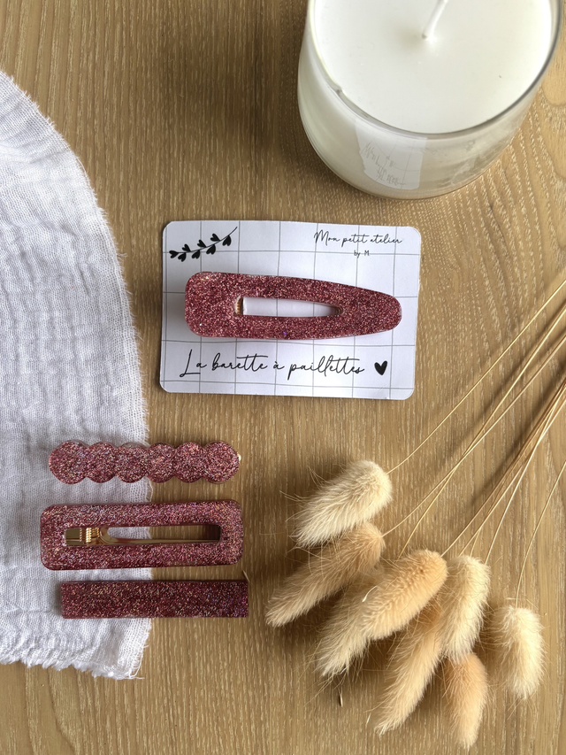 La barette à paillettes - Vieux rose