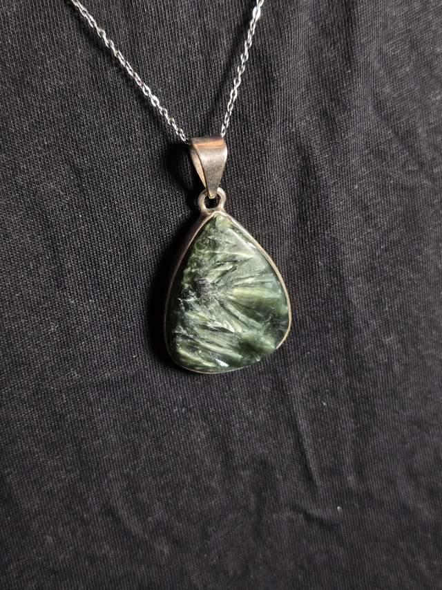 Pendentif Séraphinite et Argent 925 (Qualité AA+)
