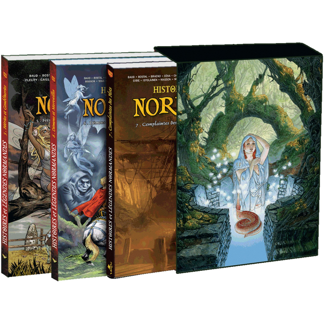 Histoires &amp; Légendes Normandes : Coffret 3 BD tomes 5 à 7 + 2 ex-libris signés