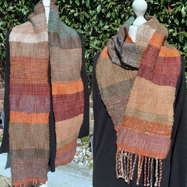 Handwoven Autumn Leaves Scarf  - Unisex 
