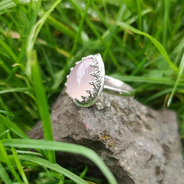 Sterling Silver Ring with Pink Chalcedony