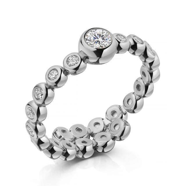 Eleganter Flex-Ring mit funkelnden Zirkonia - Ada rhodiniert