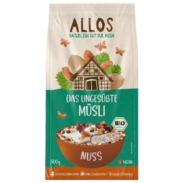 Allos Das ungesüßte Nuss-Müsli 500g Packung
