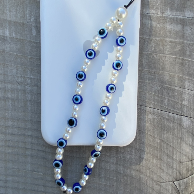 Grigri de téléphone Nacré Oeil Bleu - Taille S