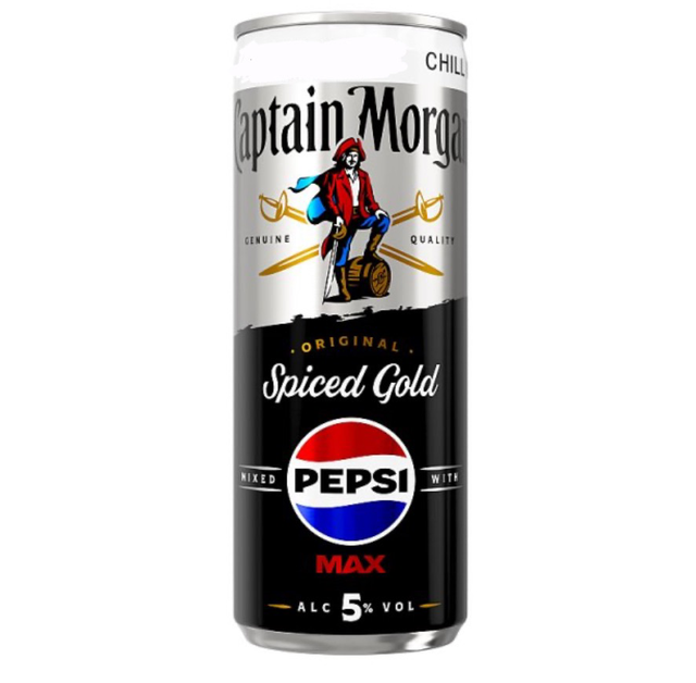 Captain Morgan Original Spiced Gold and Pepsi MAX® ALC 5% VOL Ready to Drink 250ml cans