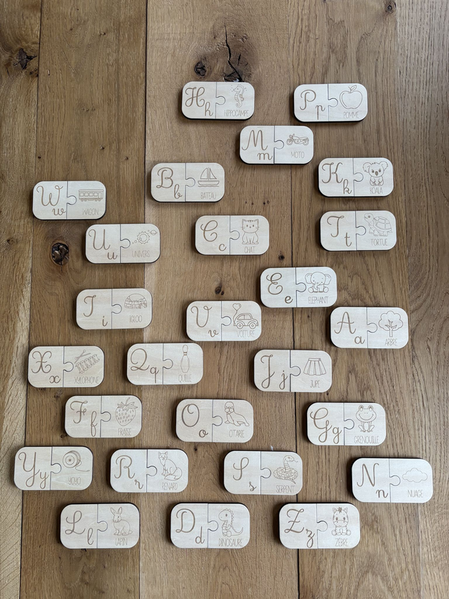 Puzzle en bois "Alphabet" avec sac de rangement