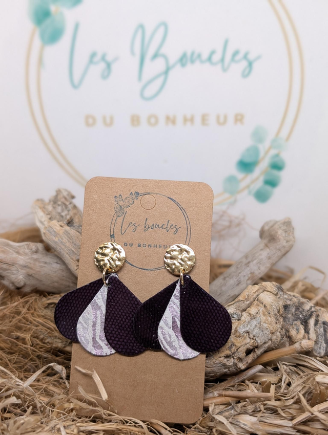 Boucles d&#039;oreilles Bella violet parme pa028