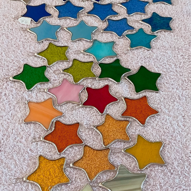 Mini hanging stained glass star (7-8cm)