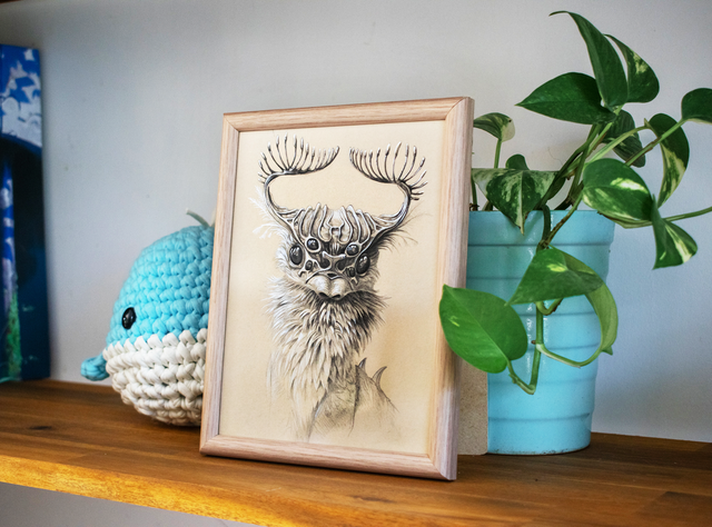 Araknet - Crayon noir et blanc - 15x20 cm