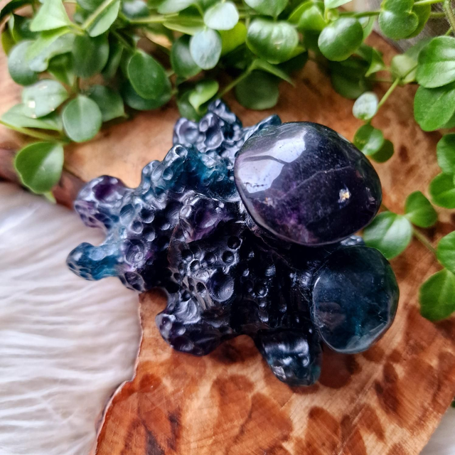 Fluorite Mushrooms carving 