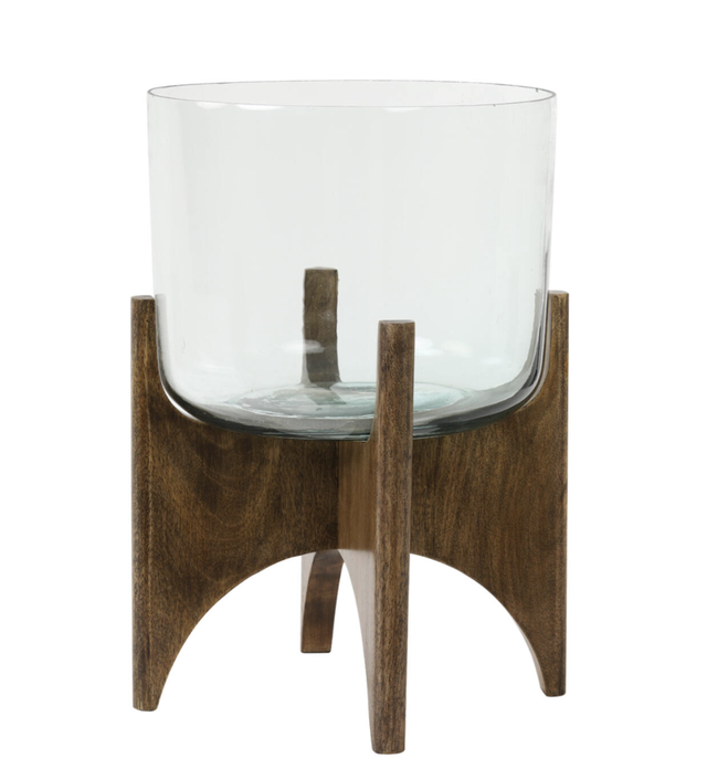 JACE vase on base - glass and wood