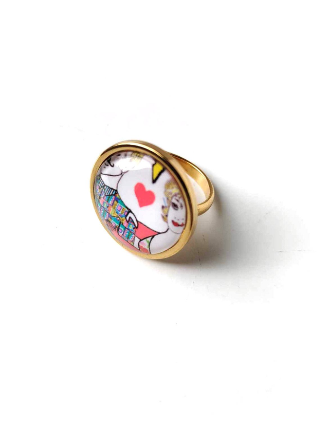 Bague Upcyclée Carte de Tarot Recyclée - Amoureux