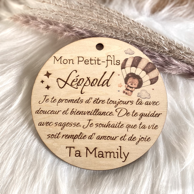 Carte en bois pour petit-fils petite fille… cadeau naissance, baptême 