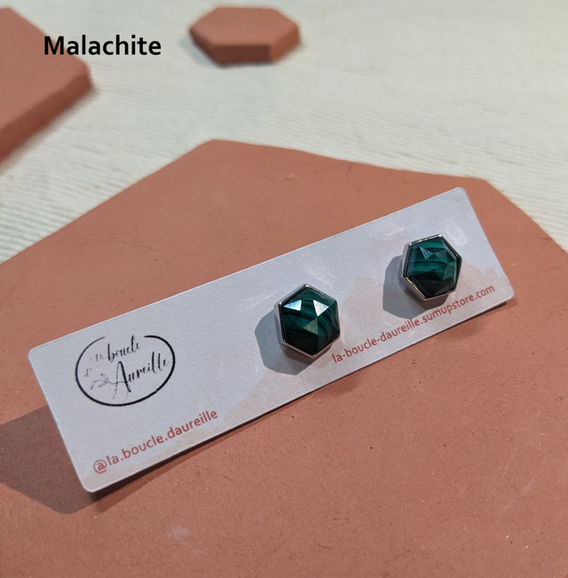 PRECOMMANDE - "Gema" - Clous Plaqué Argent, (5 Pierres au choix)