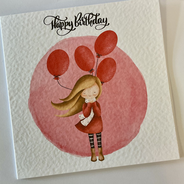 Birthday Card. Cute girl design.Fully customisable. 