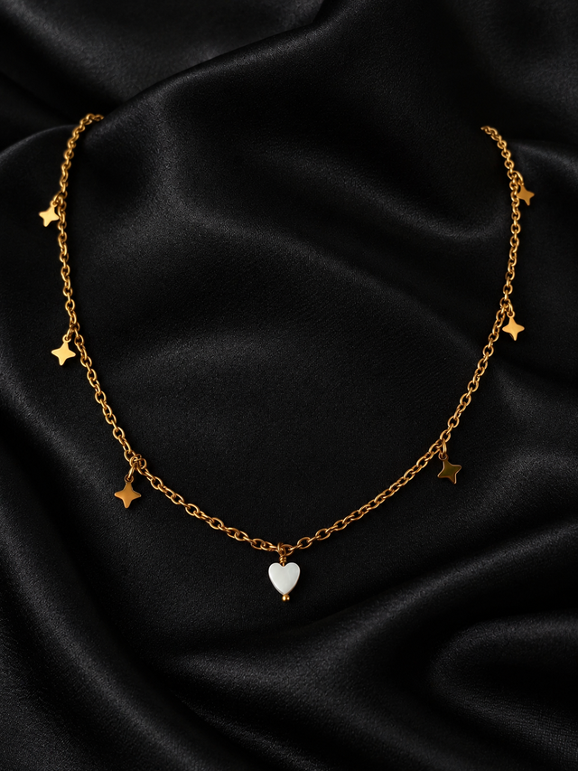 Collier Coeur d'Étoiles Doré