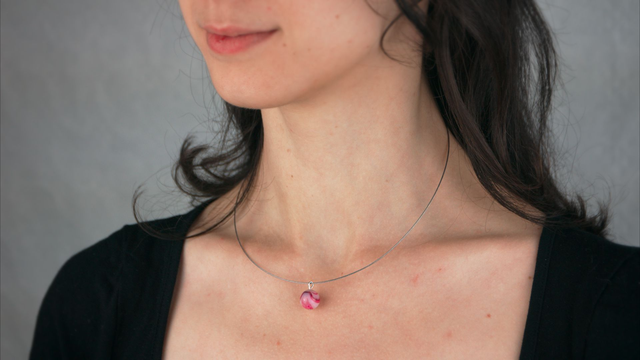 Collier pendentif agate rose