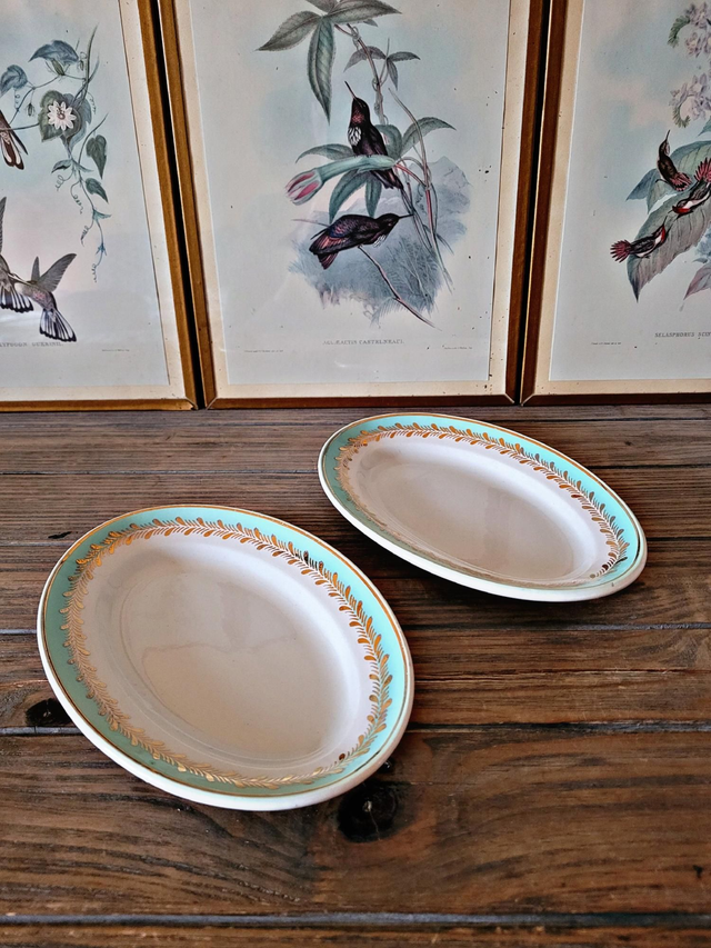 Raviers Lunéville Pierrefonds, dorure et feuillage doré (lot de 2)