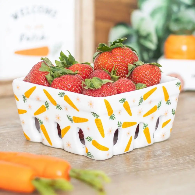 Carrot Patch Ceramic Berry Basket 