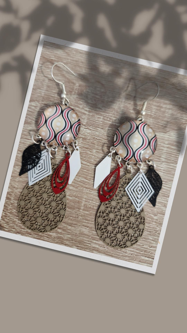 Boucles cabochon motif 177