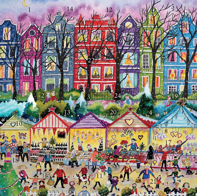 X ADC002  Christmas Market Advent Calendar Card 
