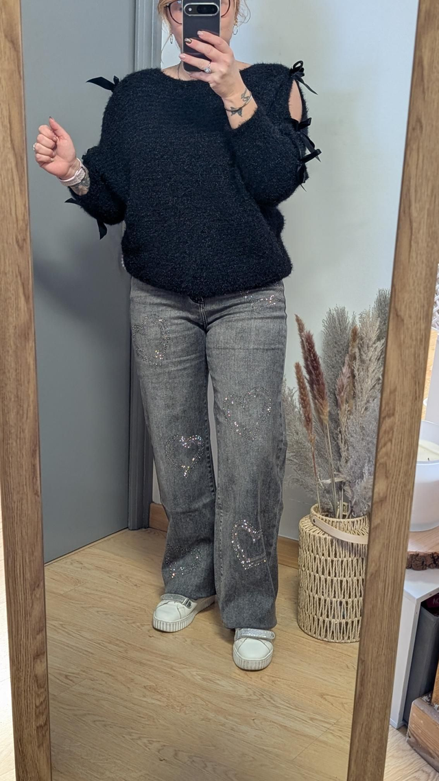 Jeans strass coeur