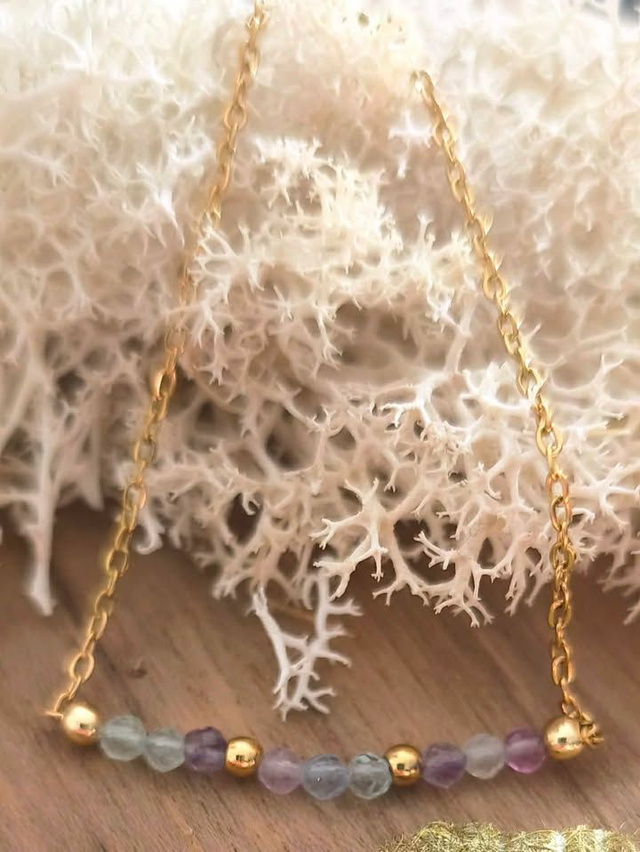 Bracelet "VANESSA", doré et fluorine multicolore