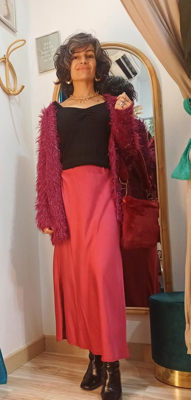Cardigan lila hilos de plata