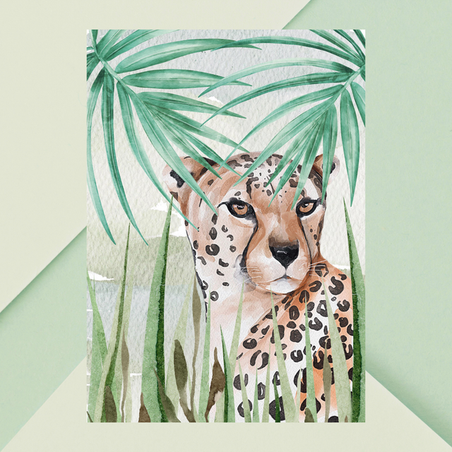 Impression de Guépards dans l'Herbe de la Savane - Décoration Murale Sauvage / Savannah Cheetahs Print - Wild Wall Decor