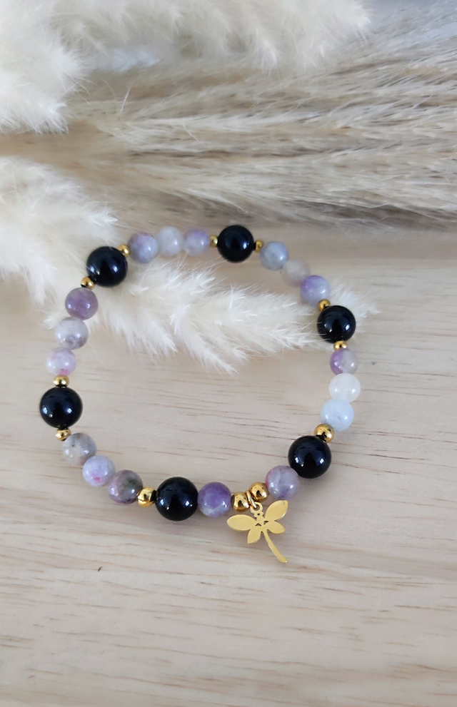 Bracelet "Protection et guérison du coeur" Tourmaline noire et Rubellite