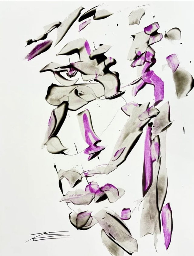 Oeuvre sur papier - Violet - 50x65cm