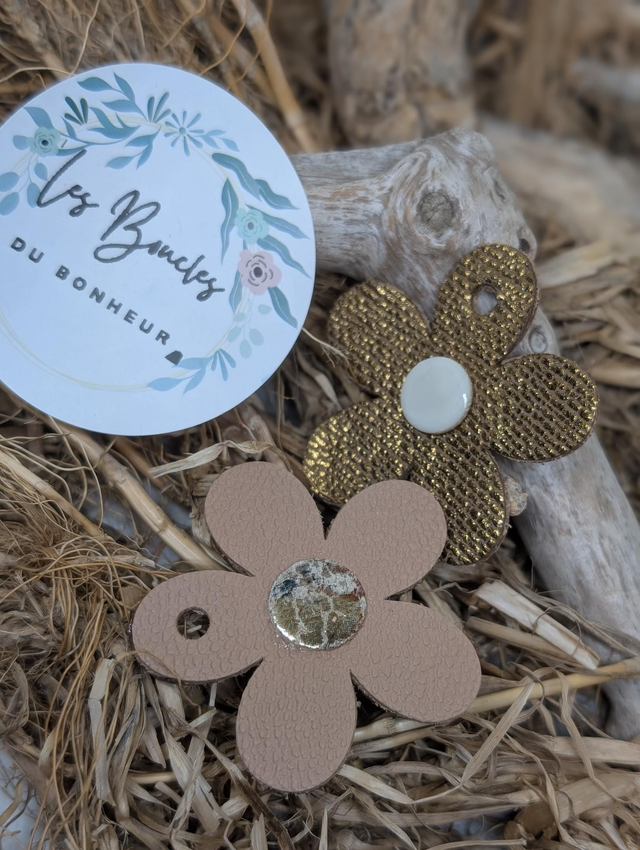 Pampilles marguerite réversible beige et bronze pam041