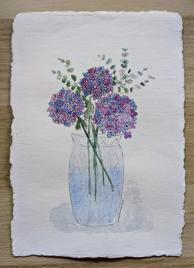 Affiche Aquarelle Originale Hortensias