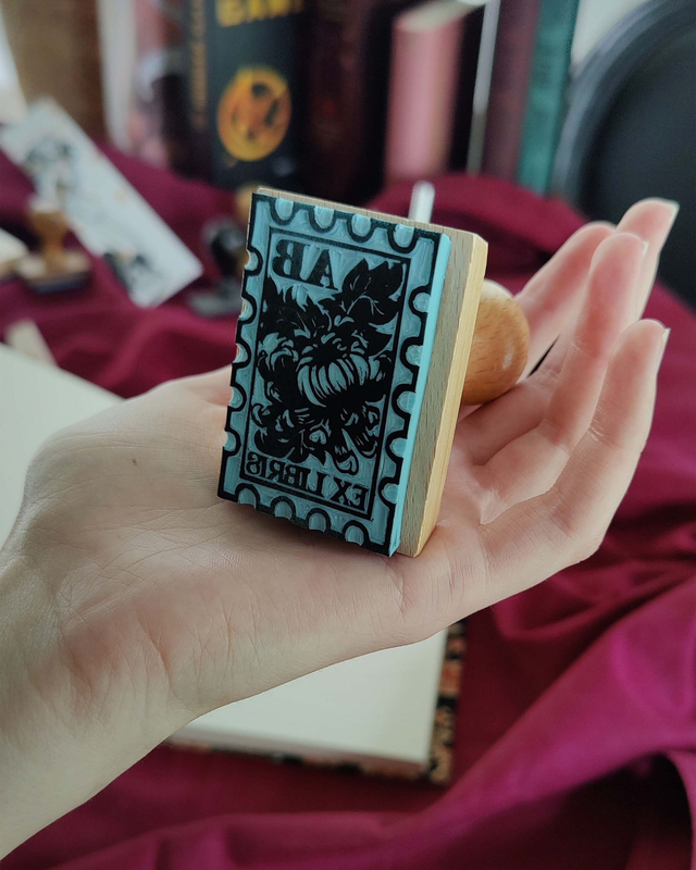 Ex-libris timbre chrysanthème - Tampon personnalisé