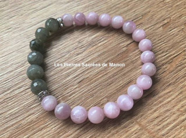 Bracelet Labradorite et Kunzite - Perles de 8mm