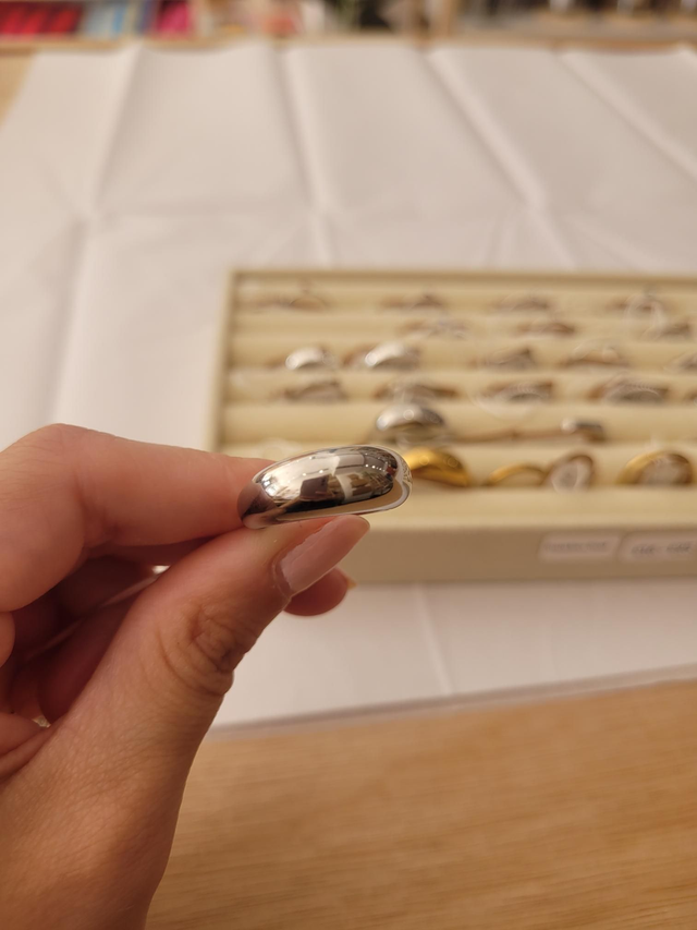 Stainless steel dome ring - Size L - SL-042