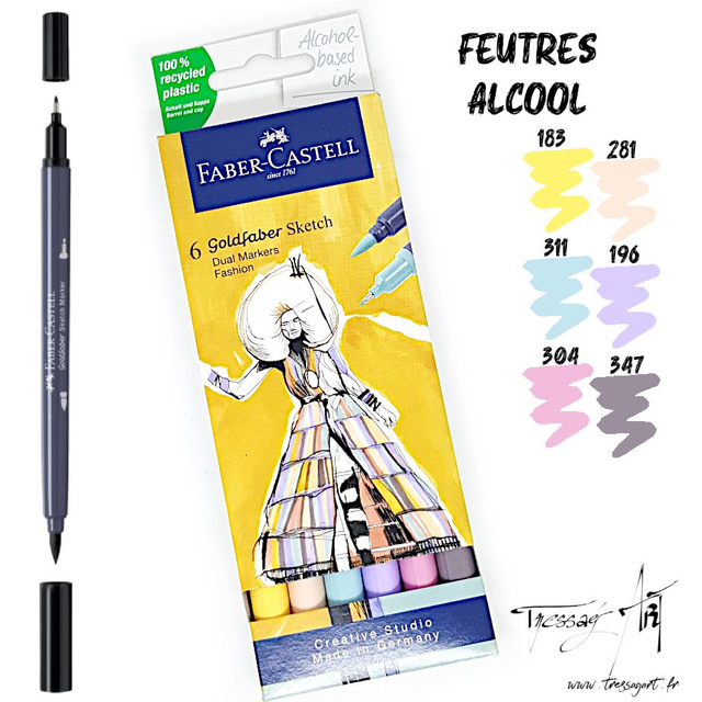 FABER CASTELL - FEUTRES A ALCOOL FASHION PAR 6 - FB057