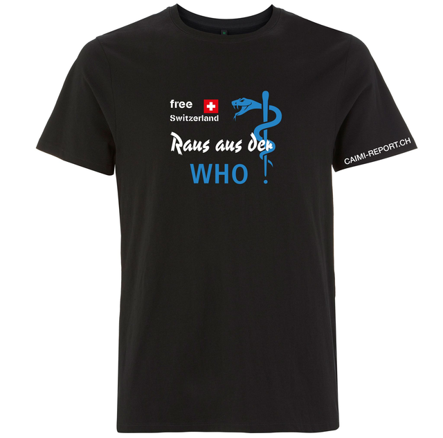 T-Shirt, unisex, schwarz, Raus aus der WHO, free Switzerland