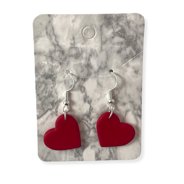 Red heart dangle earrings