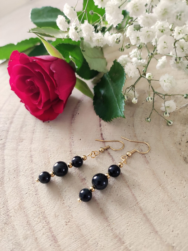 Boucles d'oreilles Obsidienne 