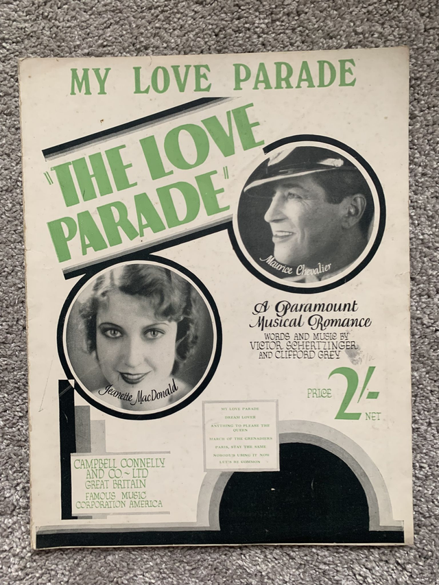 My Love Parade Vintage Sheet Music 1929 Maurice Chevalier