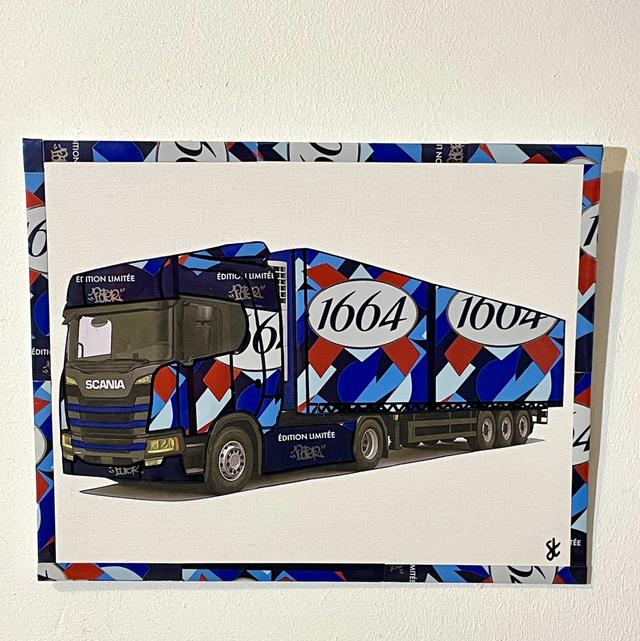 Tableau Camion réalisé avec des canettes recyclées 