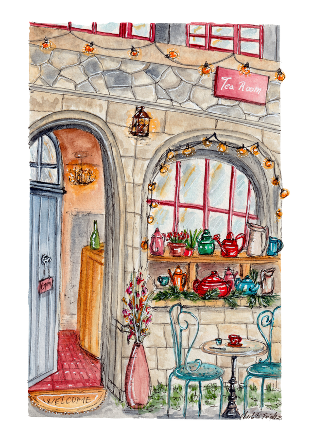 Tea room - Aquarelle originale 